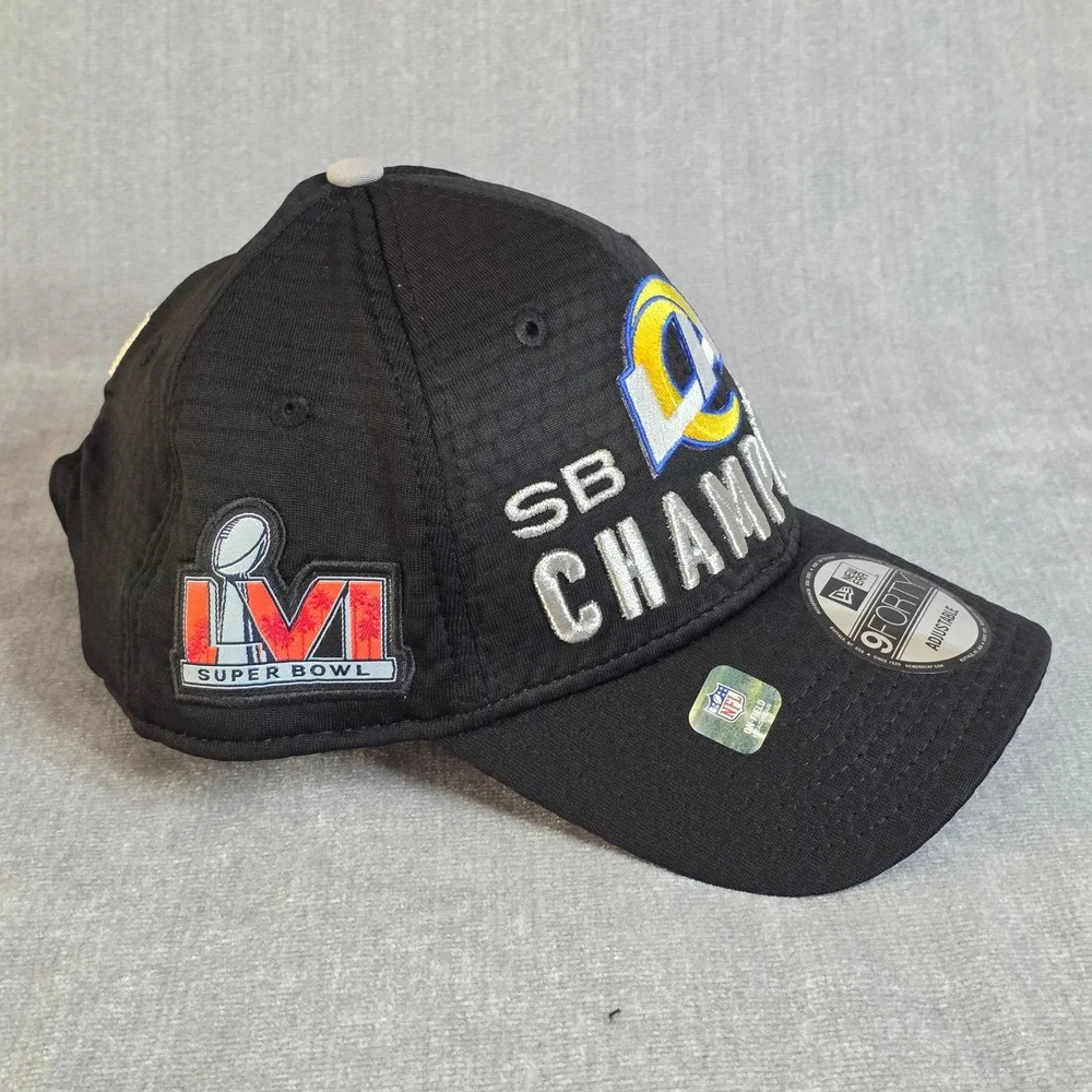 New Era 9FORTY Hat Mens‎ OSFA Black LA Rams Super Bowl LVI Champions Adjustable